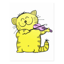 Kitty Play Violin Post Card