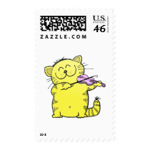 Kitty Play Violin Stamp