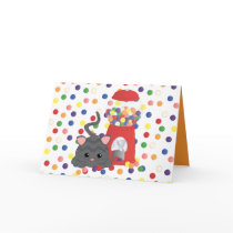 Kitty Playing with Gumballs Greeting Cards