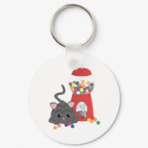 Kitty Playing with Gumballs keychains