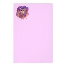 KITTY  PORTRAIT,violet pink Stationery Paper