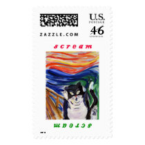 Kitty Scream Postage Stamp with Scream Text