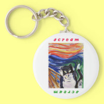 Kitty Scream with Scream Text Keychain keychains