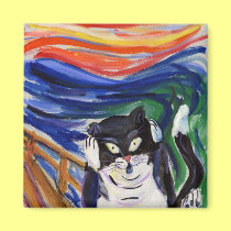 Kitty Scream with Scream Text Magnet magnets