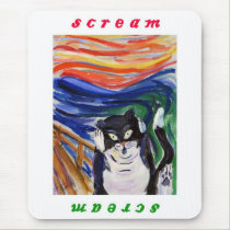 Kitty Scream with Scream Text Mousepad mousepads