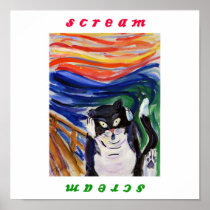 Kitty Scream with Scream Text Posters