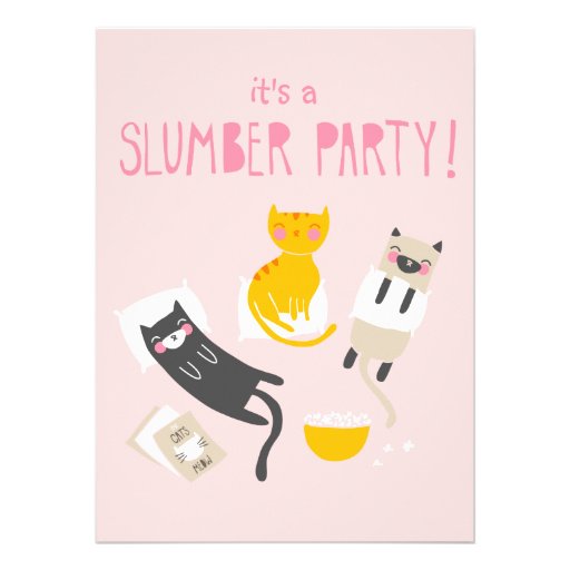 Kitty Slumber Party Invitation (front side)