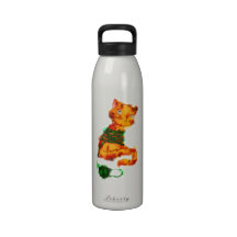 Kitty Tangled in Yarn Sketch Water Bottle