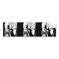 KITTY TREE SILHOUETTE B&W BUMPER STICKER