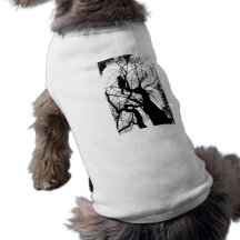 KITTY TREE SILHOUETTE B&W DOGGIE T SHIRT