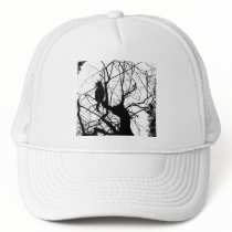 KITTY TREE SILHOUETTE B&W TRUCKER HAT