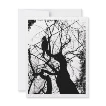 KITTY TREE SILHOUETTE B&W INVITE