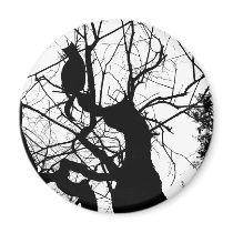 KITTY TREE SILHOUETTE B&W MAGNET