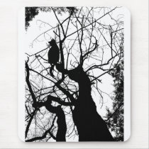 KITTY TREE SILHOUETTE B&W MOUSEPAD