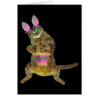 Kitty with Easter basket Greeting Card