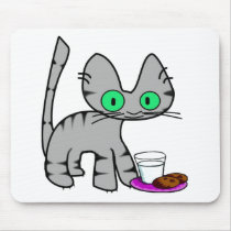 Kitty With Milk And Cookies Mousepad