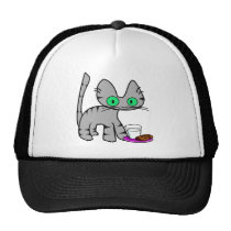 Kitty With Milk And Cookies Trucker Hats
