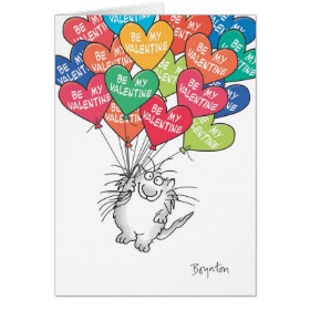 KITTY WTH HEART BALLOONS Valentines by Boynton Greeting Card