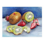 Kiwi and strawberries Postcard postcards