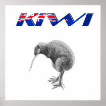 Kiwi Bird New Zealand flag logo gifts Posters
