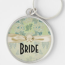 kiwi green art nouveau pattern art keychain