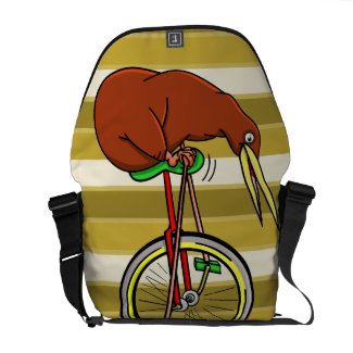 Kiwi Riding A Unicycle Funny Illustration Courier Bags