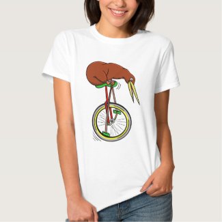 Kiwi Riding A Unicycle Peddling With Long Poles T Shirts