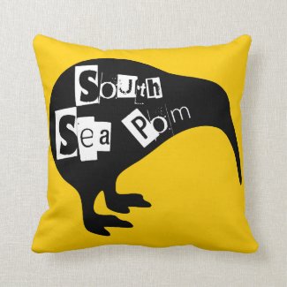 KIWI, South sea pom Throw Pillows