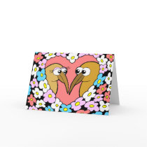 Kiwi Valentine with flowers Greeting Card