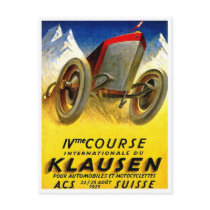 Klausen Race ~ Vintage Automobile Ad Postcard