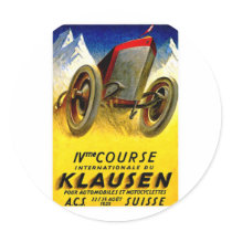 Klausen Race ~ Vintage Automobile Ad Round Stickers