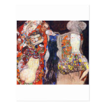 Klimt adorna a la novia con velo y la guirnalda tarjetas postales