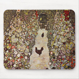 Klimt Garden With Roosters Mouse Pad