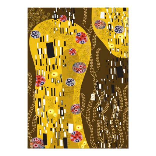 Klimt Inspired Art Nouveau Chic The Kiss Wedding Custom Invitation