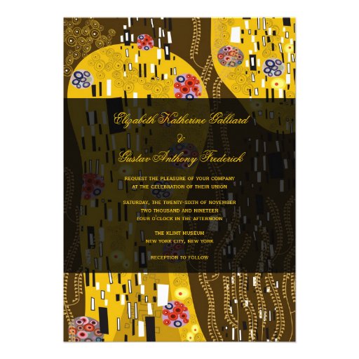 Klimt Inspired Art Nouveau Chic The Kiss Wedding Custom Invitation
