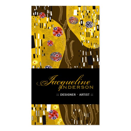 Klimt Pattern Art Nouveau Deco Gold Profile Card Business Card Templates (front side)