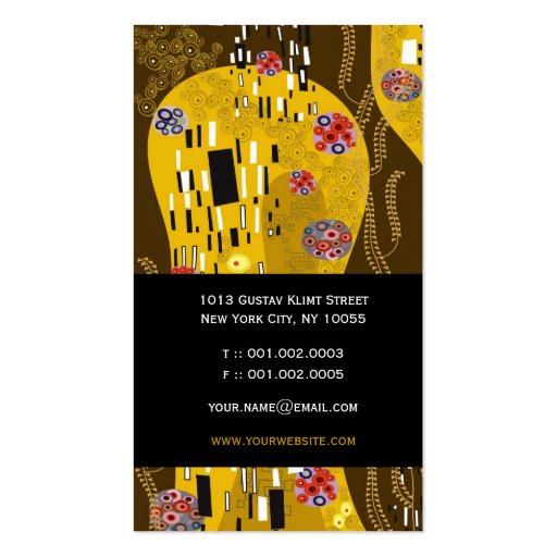 Klimt Pattern Art Nouveau Deco Gold Profile Card Business Card Templates (back side)