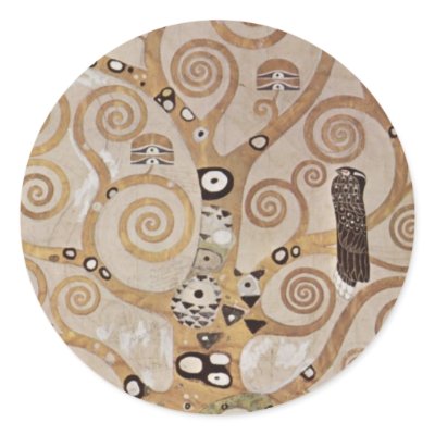 Klimt - Plant templates Stocletfries Round Sticker by MyOtherPlanet