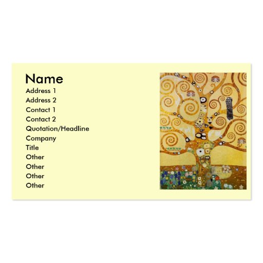 Klimt Tree of Life Business Card Template (front side)