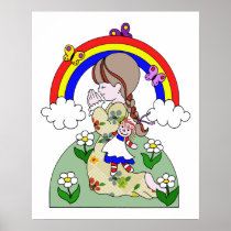 Kneeling Girl Praying Lay Me Down to Sleep Print