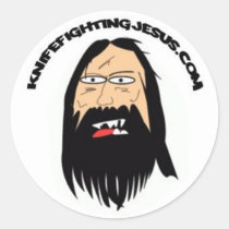 KnifeFightingJesus.com Round Sticker stickers
