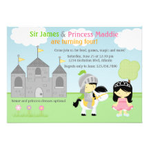 Knight and Princess Twins Joint Party Invitation