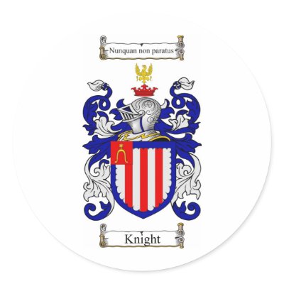 KNIGHT FAMILY CREST -  KNIGHT COAT OF ARMS ROUND STICKERS by heraldics