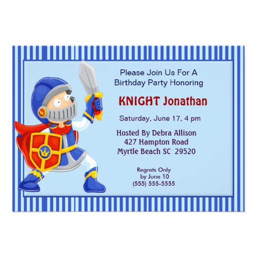 Knight In Armor Birthday Invitation