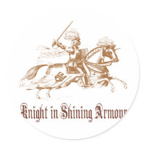 knight in shining armour round sticker