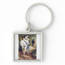 Knight lady white horse medieval romantic key chain
