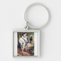 Knight lady white horse medieval romantic key chain