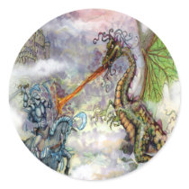 Knight n Dragon Round Sticker