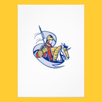 Knight With Flag Shield Horse Retro invitations
