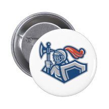 Knight With Spear Axe And Shield Pinback Button